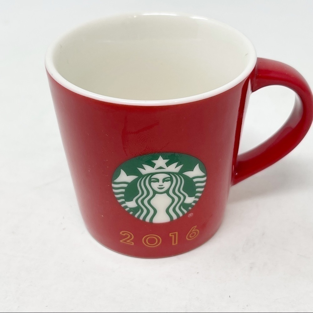 STARBUCKS Demitasse Espresso Mini Mug Coffee Cup 3 fl oz. SOLID RED 2016